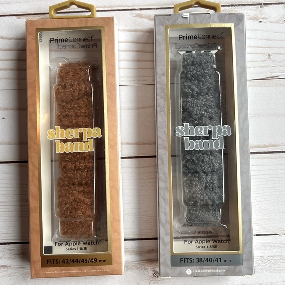 Sherpa Bands Scrunchie style Apple Watch Band in Brown and Gray - Picture 3 of 3